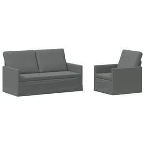 vidaXL Bankstel 2 pcs Donkergrijs Stof