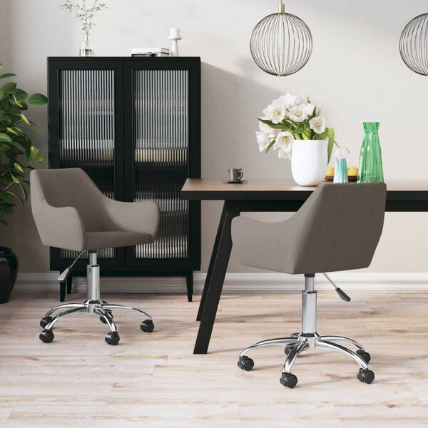 vidaXL Eetkamerstoelen draaibaar 2 st stof taupe