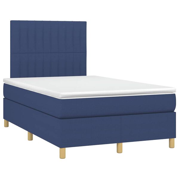 vidaXL Boxspring met matras en LED stof blauw 120x190 cm