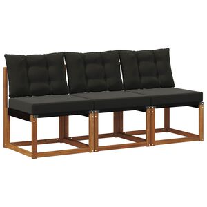 vidaXL 3 st Buitenzitmiddelsofa Massief acaciahout en Textilene Stof