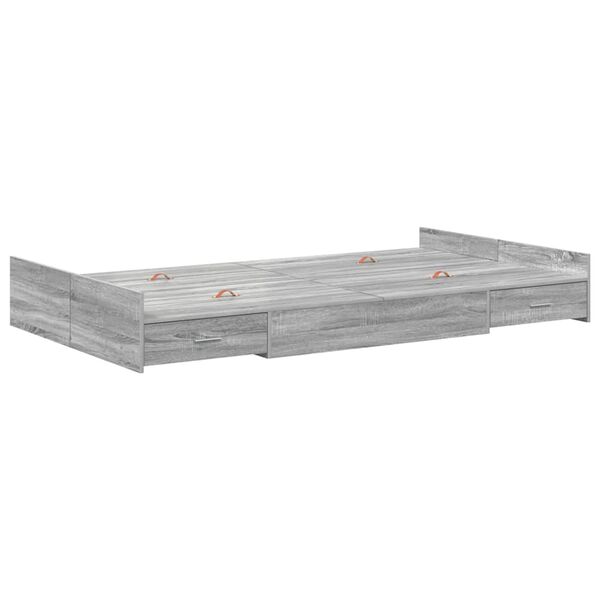 vidaXL Opbergbedframe met lade Grijs Sonoma 120 x 190 cm Bewerkt hout