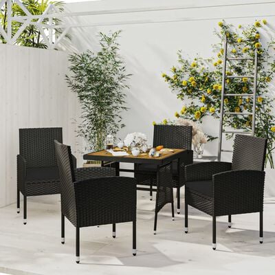 vidaXL 5-delige Tuinset poly rattan zwart