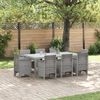 vidaXL Tuin Eetset 9 pcs Lichtgrijs Polt riet