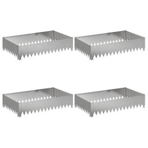 vidaXL Gazonrand 4 st 100 x 60 x 20 cm Staal Zilverkleurig