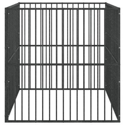 vidaXL Hondenkennel 4 panelen gepoedercoat staal zwart