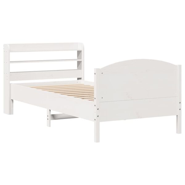 vidaXL Bedframe zonder matras massief grenenhout wit 75x190 cm
