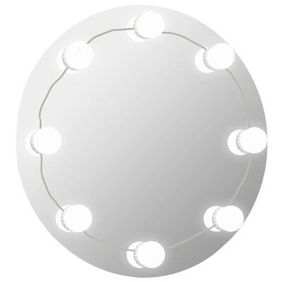vidaXL Wandspiegel zonder lijst met LED-lampen rond glas