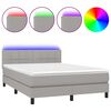 vidaXL Boxspring met matras en LED stof lichtgrijs 140x200 cm
