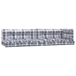 vidaXL Palletkussens 5 st stof ruitpatroon grijs