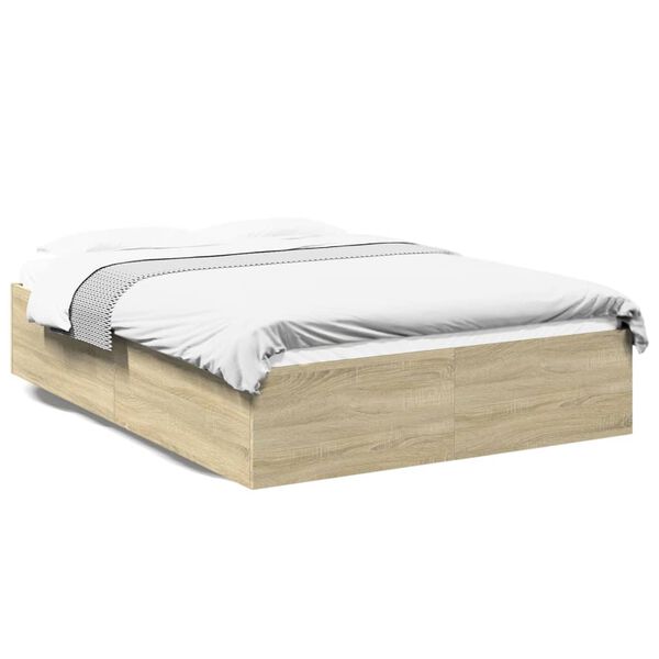 vidaXL Bedframe bewerkt hout sonoma eikenkleurig 120x190 cm