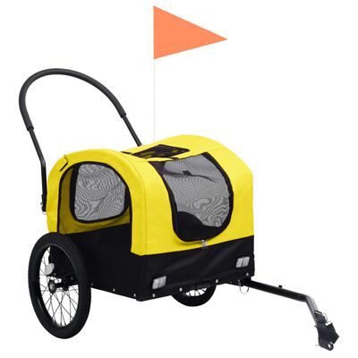 vidaXL Fietstrailer en hondenwagen 2-in-1 geel en zwart