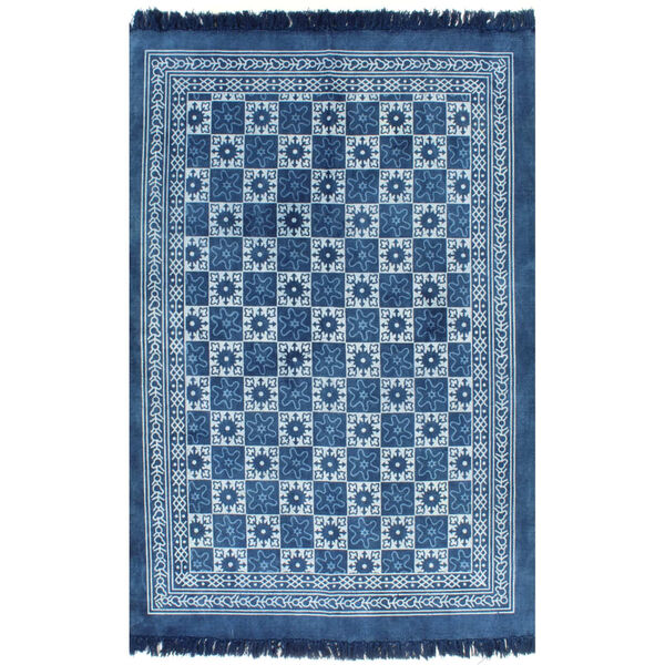 vidaXL Kelim vloerkleed met patroon 160x230 cm katoen blauw