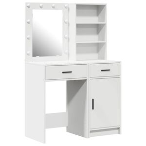 vidaXL Make-up tafel set met LED met lade 2 pcs Wit Bewerkt hout