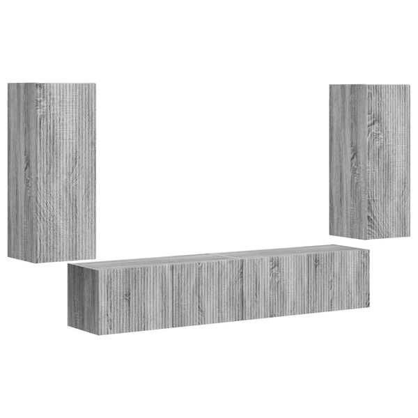 vidaXL TV Wandkast Set Wandgemonteerd 4 pcs Grijs Sonoma Bewerkt hout