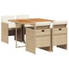 vidaXL 5-delige Tuinset met kussens poly rattan beige