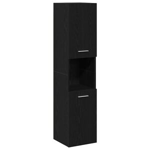 vidaXL Badkamer Kast Zwart Eiken 30 x 30 x 130 cm Bewerkt hout