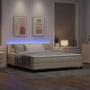 vidaXL Boxspring bed met matras met LED Cr&egrave;me 180 x 200 cm Stof