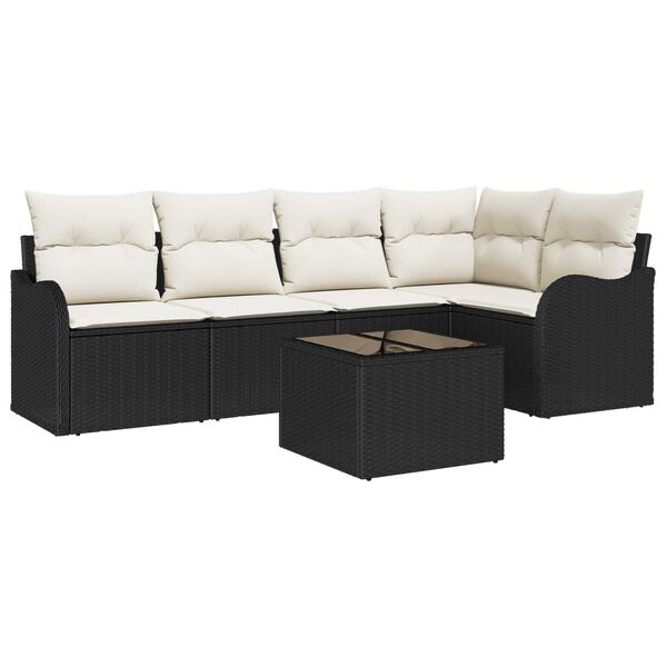 vidaXL Tuin Sofa Set met opslag 6 pcs Bruin poly rattan