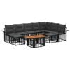 vidaXL Tuinbankenset 10 st Zwart en Donkergrijs poly rattan