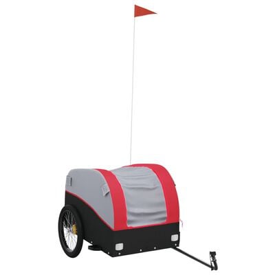 vidaXL Fietstrailer 45 kg ijzer zwart en rood