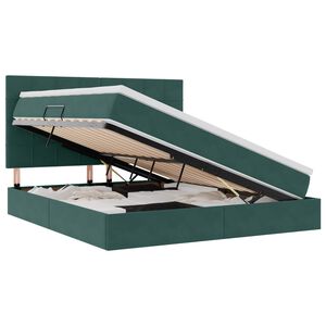 vidaXL Opslag bed met matras Donkergroen 160 x 200 cm Fluweel