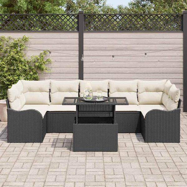 vidaXL Tuin Sofa Set met kussen 8 pcs Zwart Poly riet
