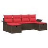 vidaXL Tuin Sofa Set 6 st Bruin en Rood poly rattan