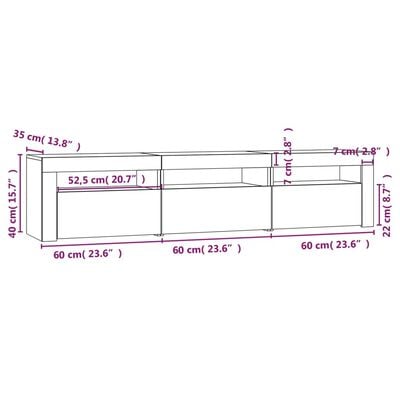 vidaXL Tv-meubel met LED-verlichting 180x35x40 cm grijs sonoma eiken