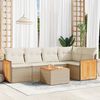 vidaXL 6-delige Loungeset met kussens poly rattan beige