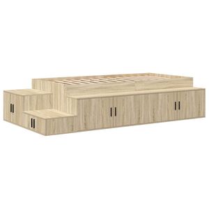 vidaXL Opbergbedframe met opslag Sonoma Eiken 80 cm Bewerkt hout