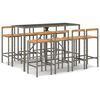vidaXL 9-delige Tuinbarset poly rattan en massief acaciahout grijs