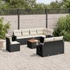 vidaXL 9-delige Loungeset met kussens poly rattan zwart