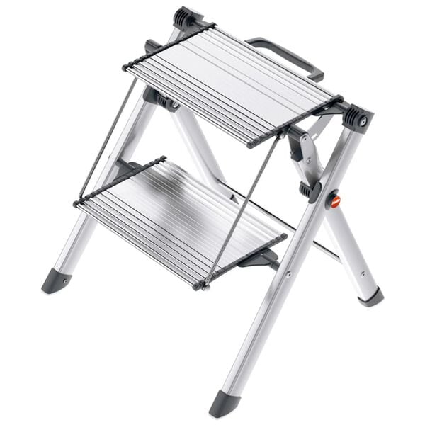 Hailo Huishoudtrap met 2 treden Mini Comfort 45 cm aluminium 4310-100