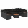 vidaXL 10-delige Loungeset met kussens poly rattan zwart