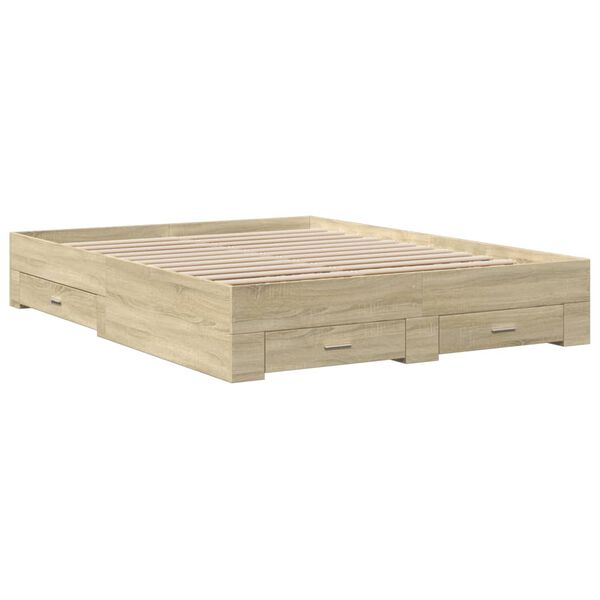 vidaXL Bedframe met lades bewerkt hout sonoma eikenkleurig 140x200 cm