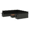 vidaXL 12-delige Loungeset met kussens poly rattan zwart
