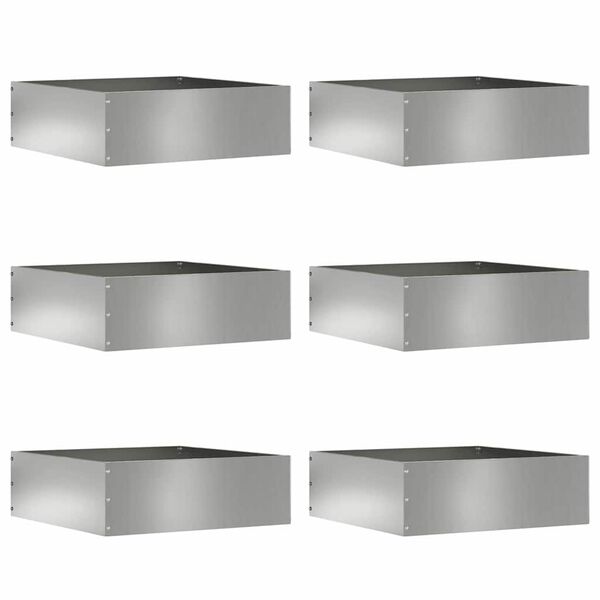 vidaXL Tuinrand 6 pcs Zilver 40 x 40 x 13 cm Gegalvaniseerd staal