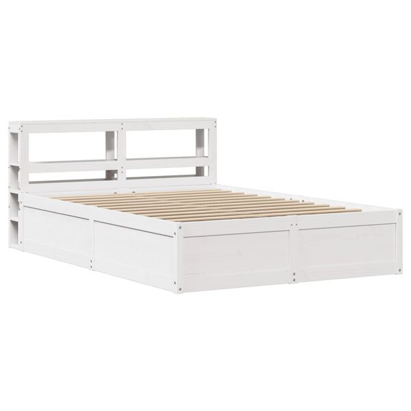 vidaXL Bedframe met hoofdbord massief grenenhout wit 140x190 cm