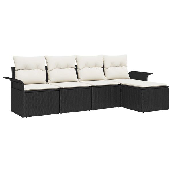 vidaXL Tuin Sofa Set met kussen met opslag 5 pcs Zwart poly rattan