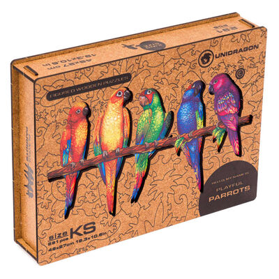 UNIDRAGON Puzzel Playful Parrots 291 stukjes king size 49x27 cm hout