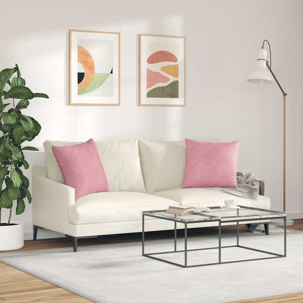vidaXL Sofa Kussens 2 stuks Roze 50 x 50 cm Cordstof