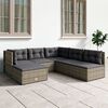 vidaXL 6-delige Loungeset met kussens poly rattan grijs
