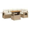 vidaXL 6-delige Loungeset met kussens poly rattan beige
