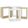 vidaXL Wandschappen kubus 4 st 26x15x26 cm wit en sonoma eikenkleurig