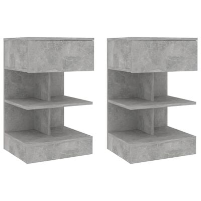 vidaXL Nachtkastjes 2 st 40x35x65 cm spaanplaat betongrijs