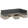 vidaXL Bankstel 9 st 8-Aantal zitplaatsen Lichtgrijs poly rattan