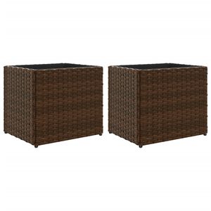 vidaXL Plantenbakken 2 st 36x30x32 cm poly rattan bruin