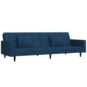 vidaXL Slaapbank 2-zits met 2 kussens fluweel blauw