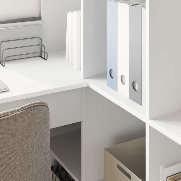 vidaXL Hoekbureau met plank Wit 101,5 x 149,5 x 149,5 cm Bewerkt hout