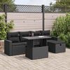 vidaXL 6-delige Loungeset met kussens poly rattan zwart